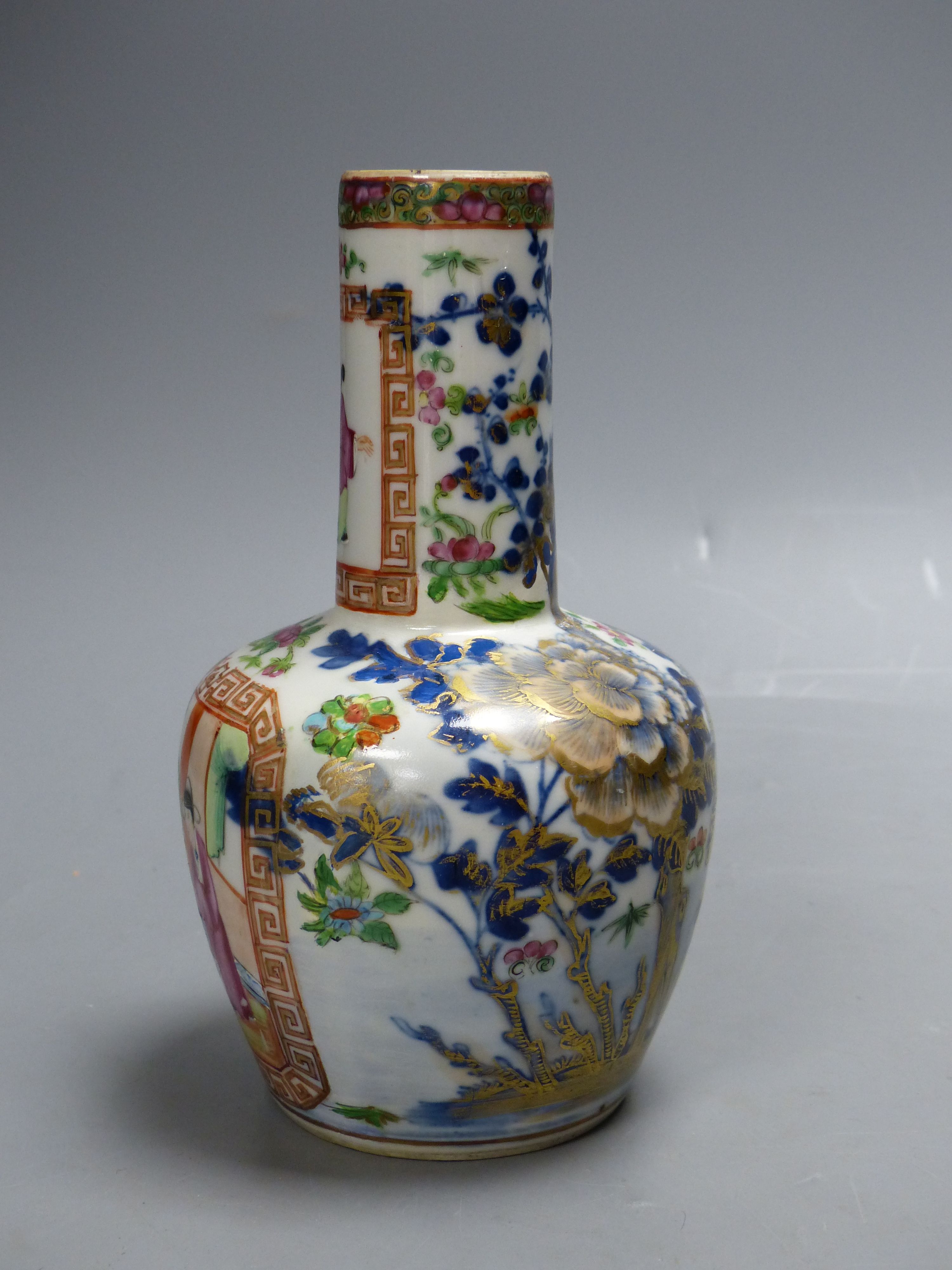 A Chinese famille rose bottle vase, Daoguang period, height 19cm (restored)